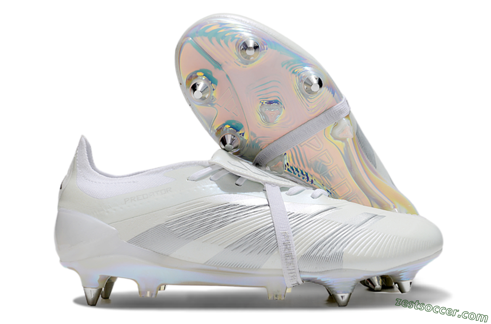 Adidas Predator Elite 25 Foldover Tongue SG Low-Tops Soccer Cleats - Beige/Silver/White 0
