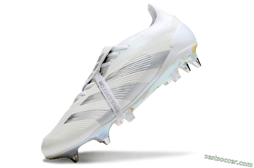 Adidas Predator Elite 25 Foldover Tongue SG Low-Tops Soccer Cleats - Beige/Silver/White 5