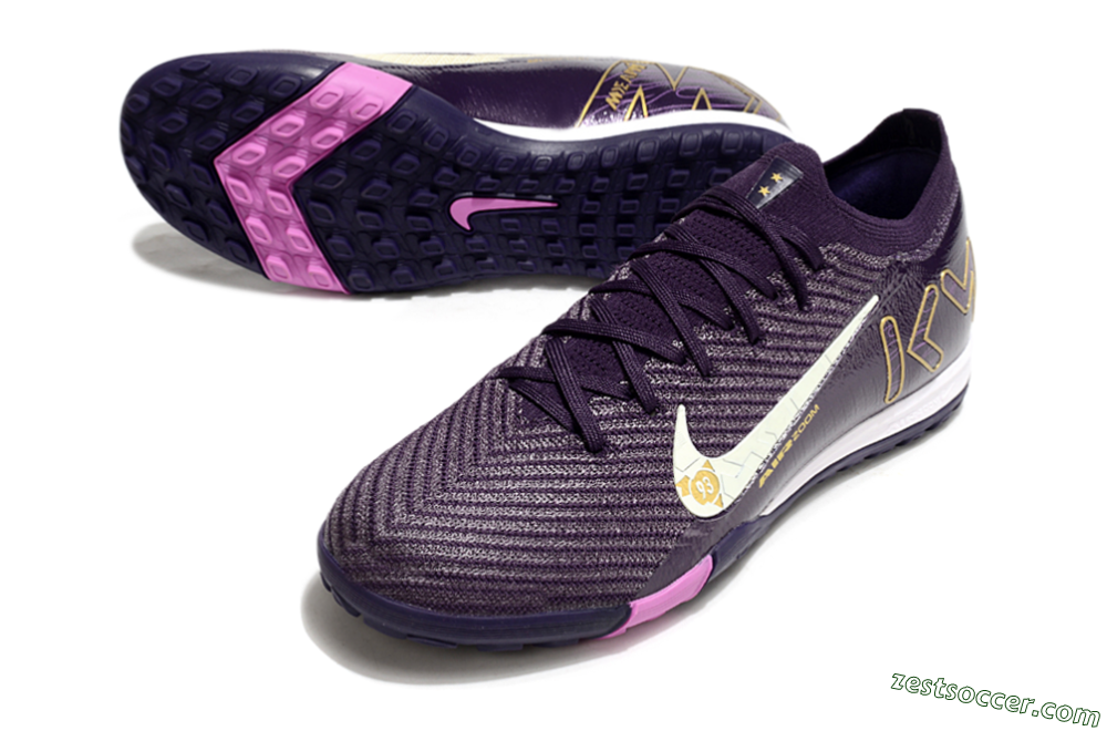Nike Air Zoom Mercurial Vapor 16 Elite TF Low-Tops Soccer Shoes - Purple/White/Yellow 3