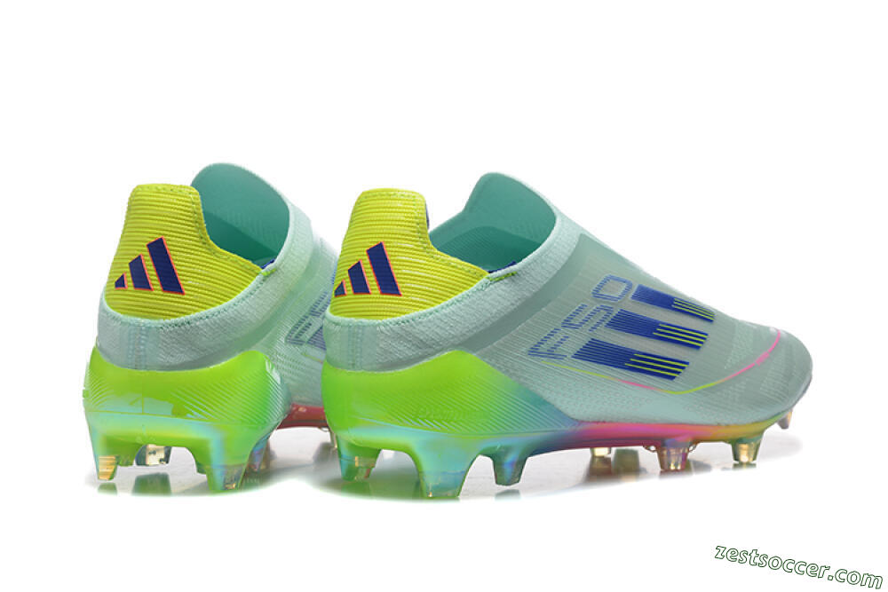 Adidas F50 Elite Laceless FG Low-Tops Soccer Cleats - Jade/Blue/Pink/Yellow 9