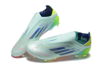 Adidas F50 Elite Laceless FG Low-Tops Soccer Cleats - Jade/Blue/Pink/Yellow