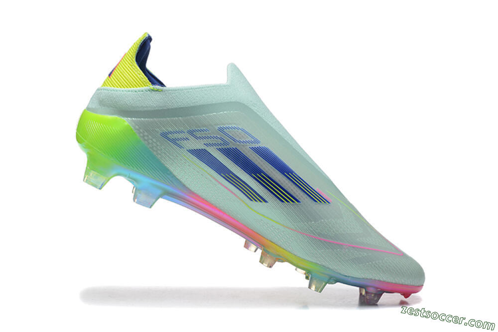 Adidas F50 Elite Laceless FG Low-Tops Soccer Cleats - Jade/Blue/Pink/Yellow 7