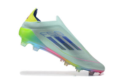 Adidas F50 Elite Laceless FG Low-Tops Soccer Cleats - Jade/Blue/Pink/Yellow