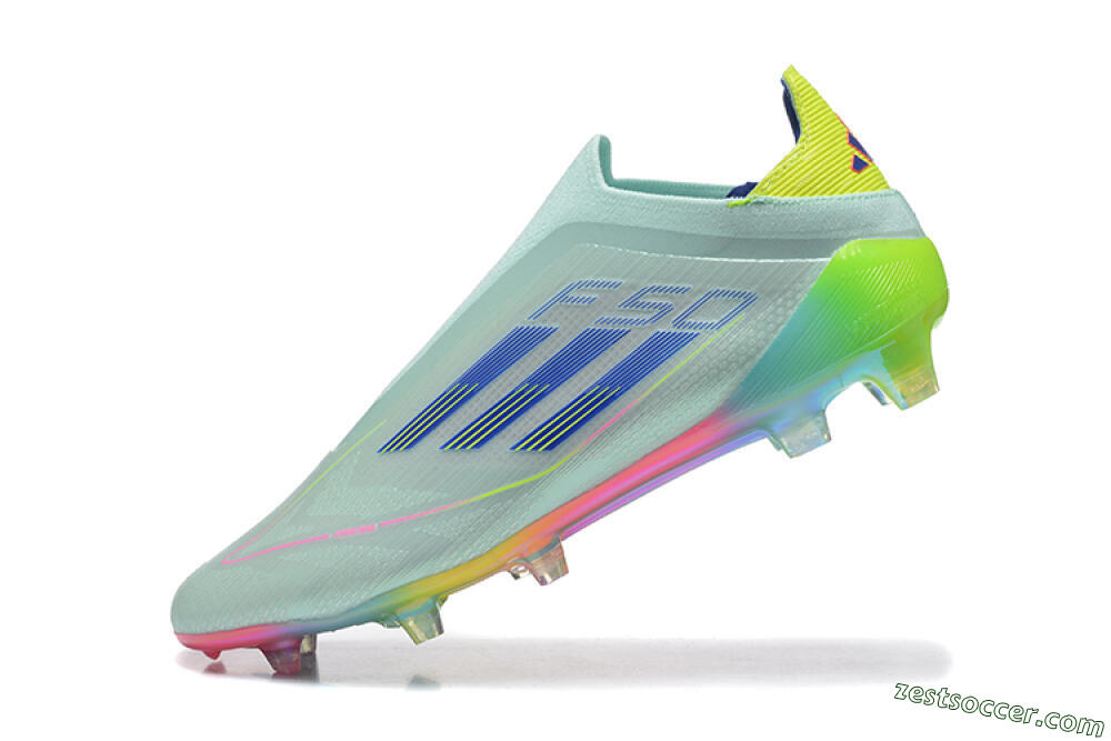 Adidas F50 Elite Laceless FG Low-Tops Soccer Cleats - Jade/Blue/Pink/Yellow 8