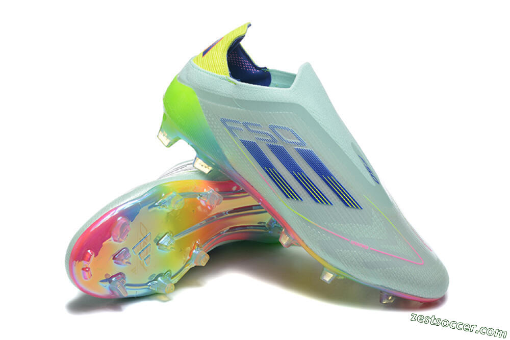 Adidas F50 Elite Laceless FG Low-Tops Soccer Cleats - Jade/Blue/Pink/Yellow 4