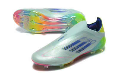 Adidas F50 Elite Laceless FG Low-Tops Soccer Cleats - Jade/Blue/Pink/Yellow