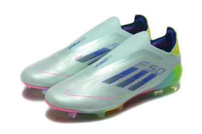 Adidas F50 Elite Laceless FG Low-Tops Soccer Cleats - Jade/Blue/Pink/Yellow
