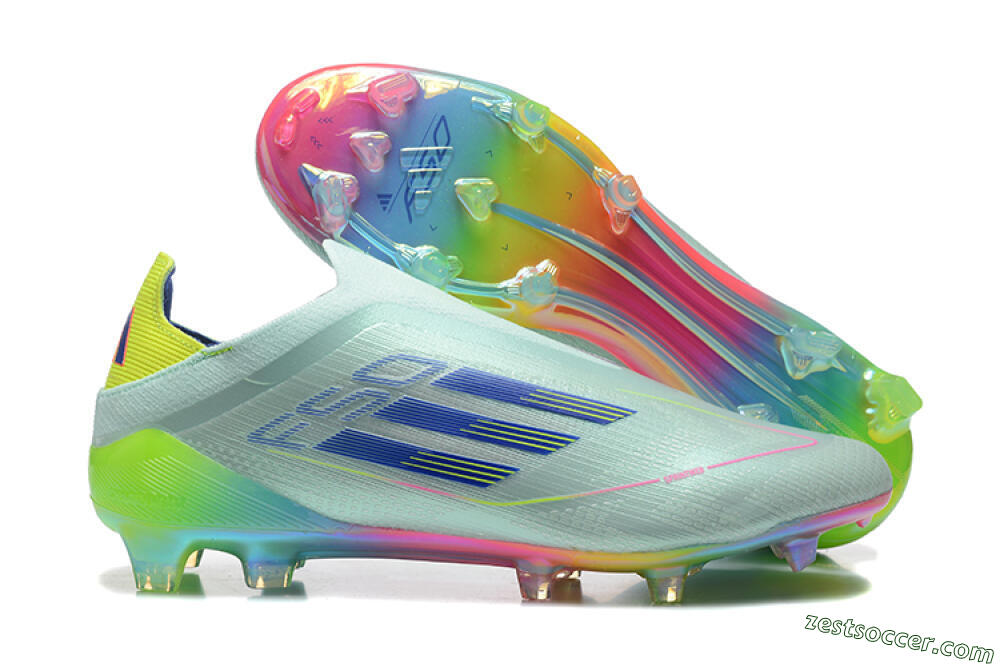Adidas F50 Elite Laceless FG Low-Tops Soccer Cleats - Jade/Blue/Pink/Yellow 0