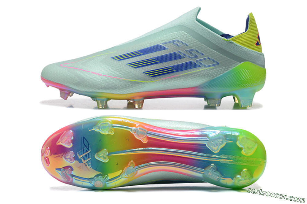 Adidas F50 Elite Laceless FG Low-Tops Soccer Cleats - Jade/Blue/Pink/Yellow 1