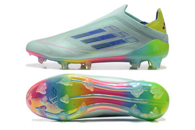 Adidas F50 Elite Laceless FG Low-Tops Soccer Cleats - Jade/Blue/Pink/Yellow