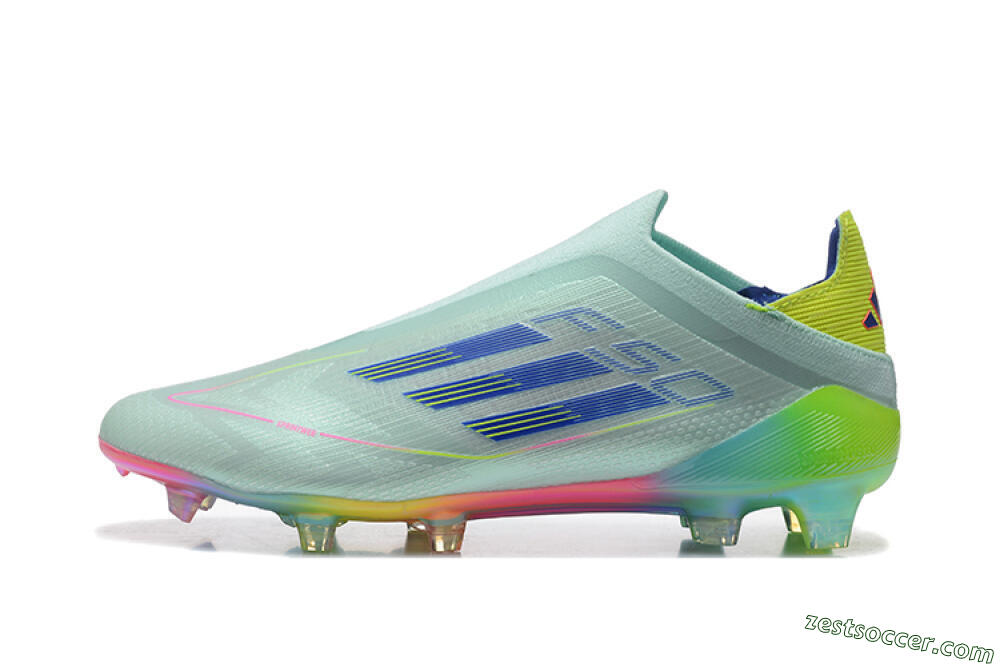 Adidas F50 Elite Laceless FG Low-Tops Soccer Cleats - Jade/Blue/Pink/Yellow 2
