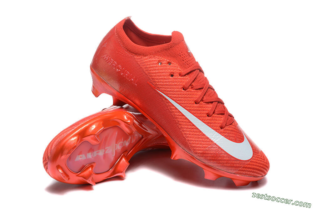Nike Air Zoom Mercurial Vapor 16 Elite FG Low-Tops Soccer Cleats - Red/White 4