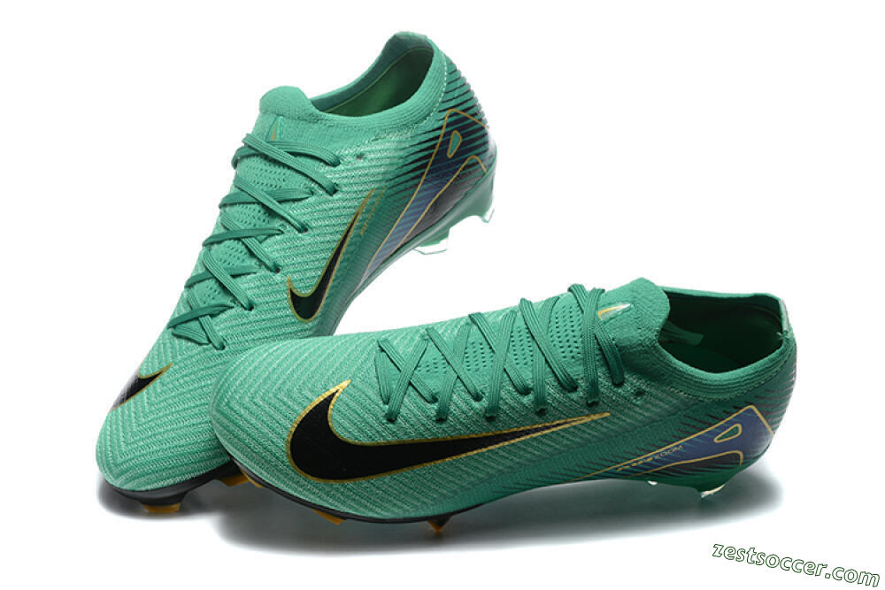 Nike Air Zoom Mercurial Vapor 16 Elite FG Low-Tops Soccer Cleats - Green/Black/Gold 6