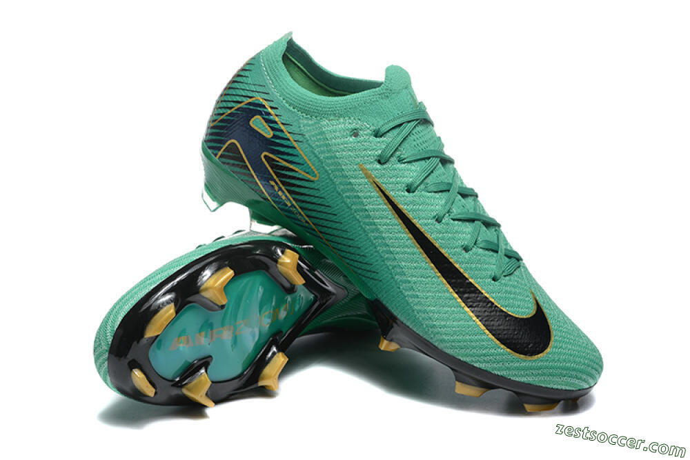 Nike Air Zoom Mercurial Vapor 16 Elite FG Low-Tops Soccer Cleats - Green/Black/Gold 4