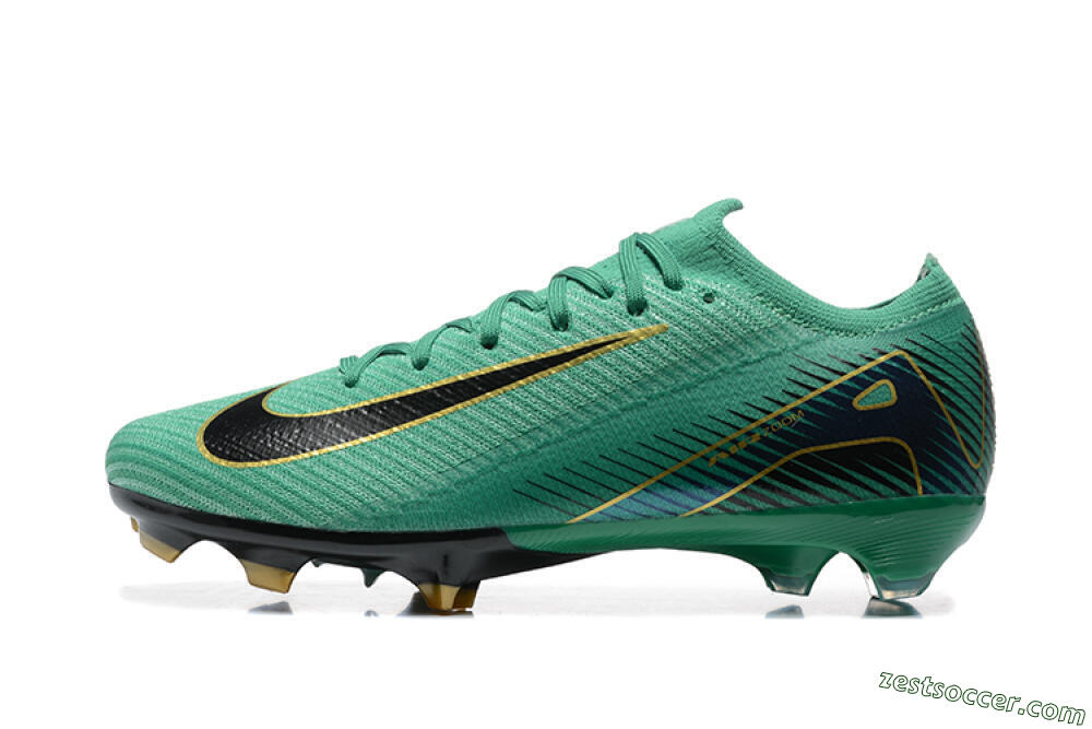Nike Air Zoom Mercurial Vapor 16 Elite FG Low-Tops Soccer Cleats - Green/Black/Gold 2