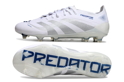 Adidas Predator Elite 25 FG Low-Tops Soccer Cleats - White/Blue/Silver