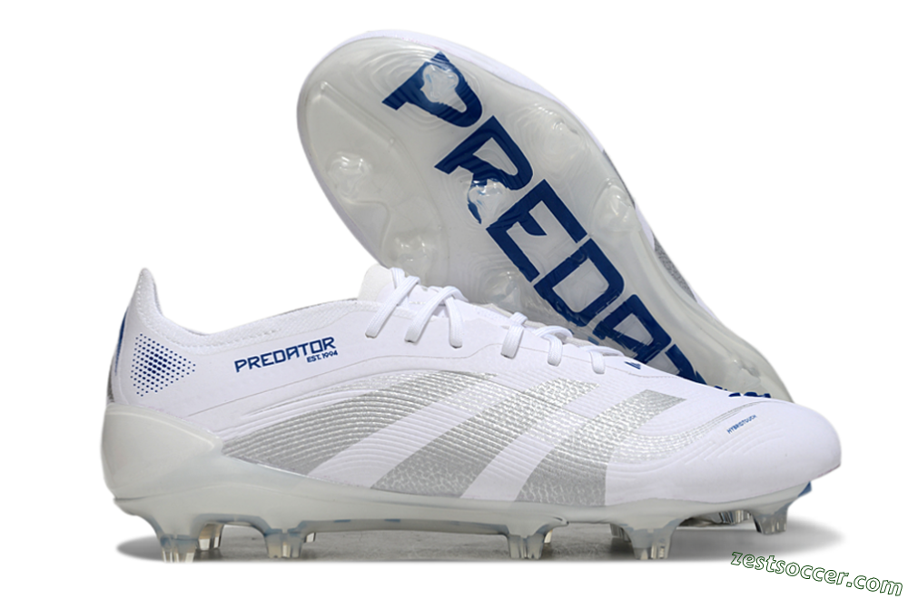 Adidas Predator Elite 25 FG Low-Tops Soccer Cleats - White/Blue/Silver 0