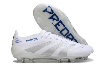 Adidas Predator Elite 25 FG Low-Tops Soccer Cleats - White/Blue/Silver