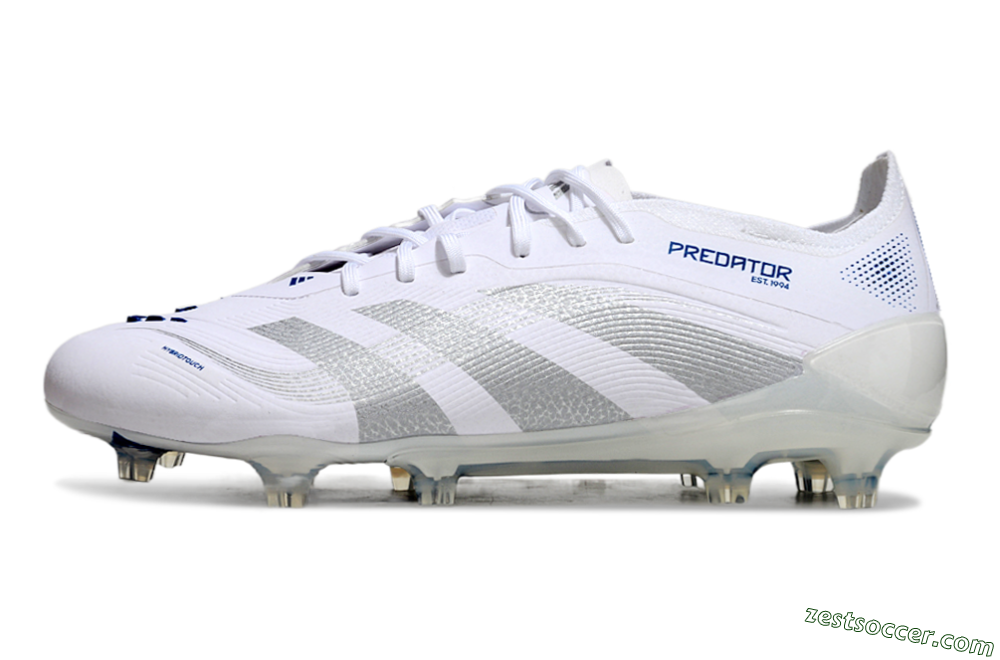 Adidas Predator Elite 25 FG Low-Tops Soccer Cleats - White/Blue/Silver 2