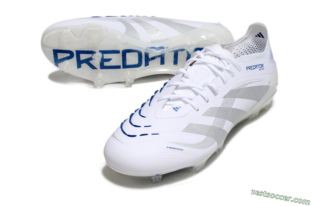 Adidas Predator Elite 25 FG Low-Tops Soccer Cleats - White/Blue/Silver 3
