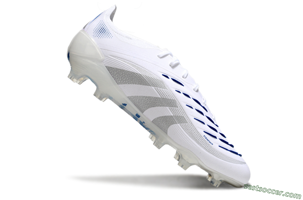 Adidas Predator Elite 25 FG Low-Tops Soccer Cleats - White/Blue/Silver 4