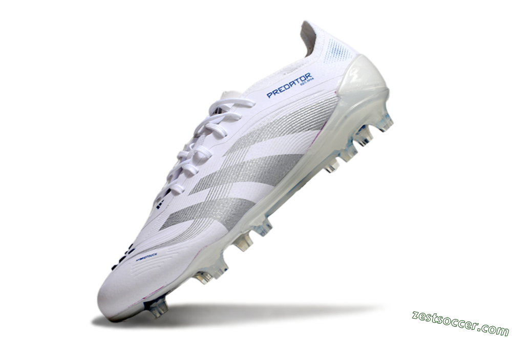 Adidas Predator Elite 25 FG Low-Tops Soccer Cleats - White/Blue/Silver 5