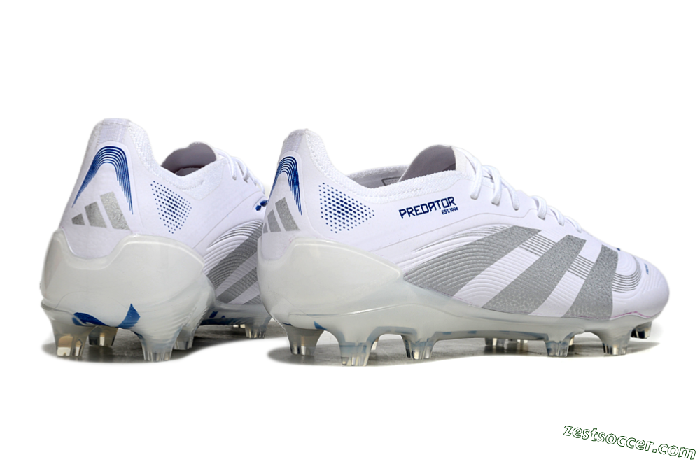 Adidas Predator Elite 25 FG Low-Tops Soccer Cleats - White/Blue/Silver 6