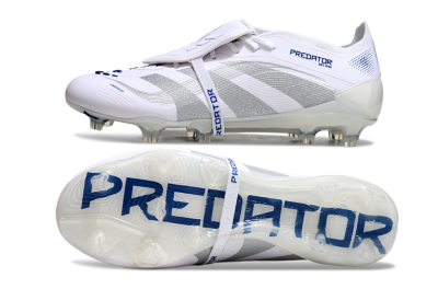 Adidas Predator Elite 25 Foldover Tongue FG Low-Tops Soccer Cleats - White/Blue/Silver