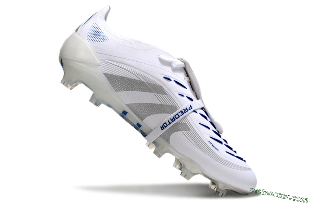 Adidas Predator Elite 25 Foldover Tongue FG Low-Tops Soccer Cleats - White/Blue/Silver 4