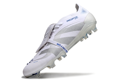 Adidas Predator Elite 25 Foldover Tongue FG Low-Tops Soccer Cleats - White/Blue/Silver