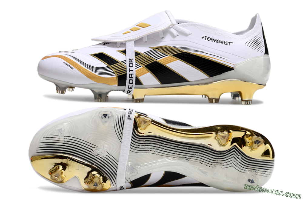 Adidas Predator Elite Foldover Tongue FG Low-Tops Soccer Cleats - White/Black/Gold 1