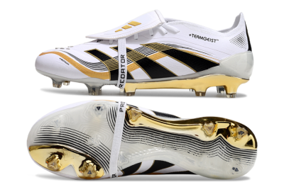 Adidas Predator Elite Foldover Tongue FG Low-Tops Soccer Cleats - White/Black/Gold