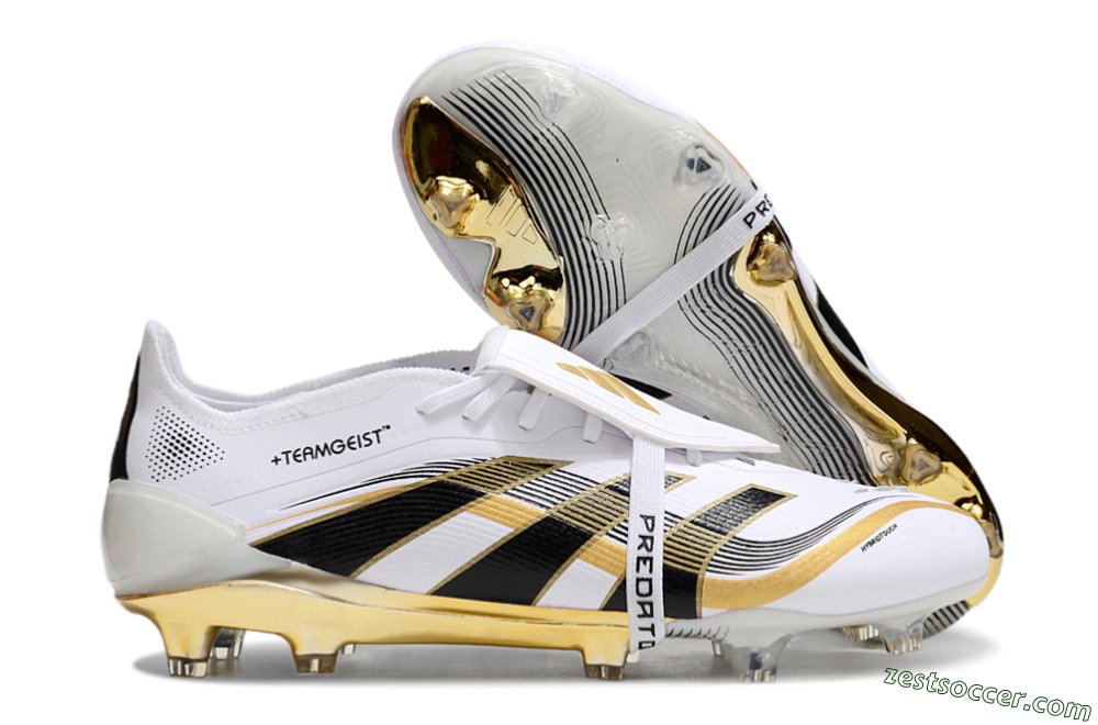 Adidas Predator Elite Foldover Tongue FG Low-Tops Soccer Cleats - White/Black/Gold 0
