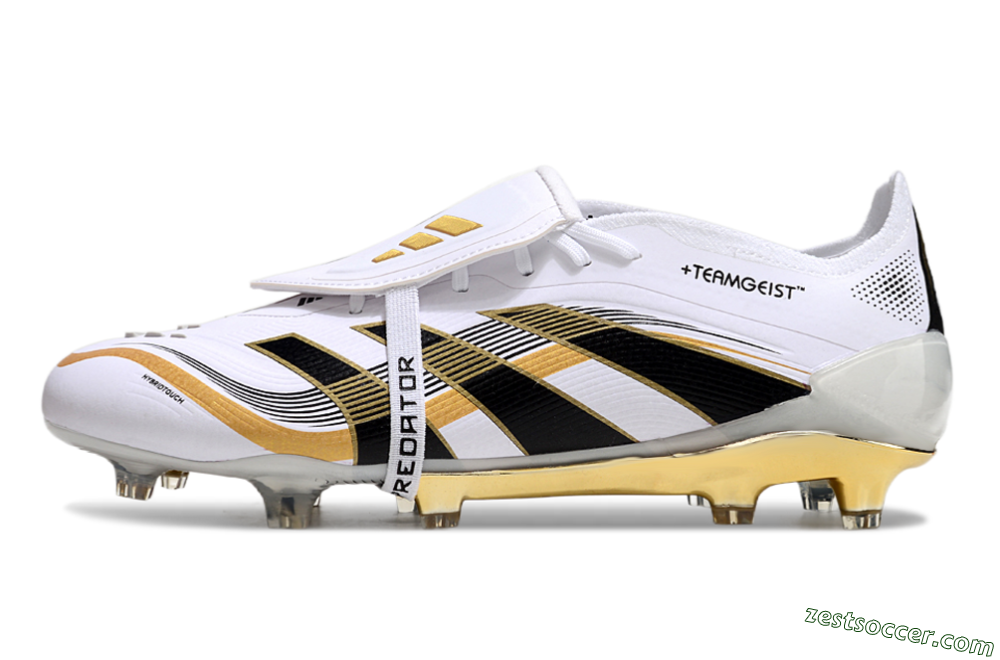 Adidas Predator Elite Foldover Tongue FG Low-Tops Soccer Cleats - White/Black/Gold 2