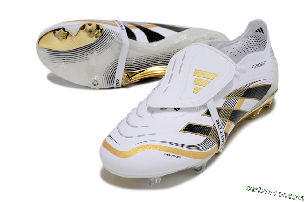 Adidas Predator Elite Foldover Tongue FG Low-Tops Soccer Cleats - White/Black/Gold 3