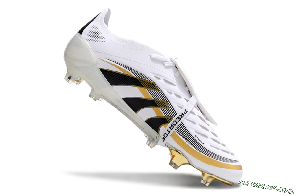 Adidas Predator Elite Foldover Tongue FG Low-Tops Soccer Cleats - White/Black/Gold 4