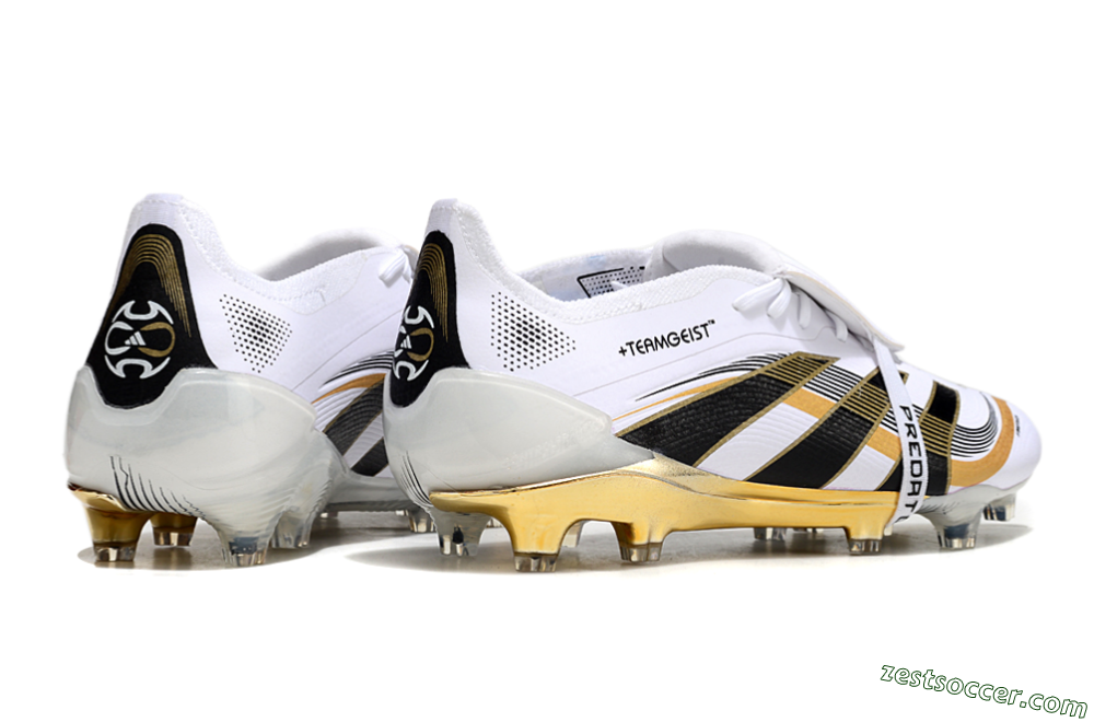 Adidas Predator Elite Foldover Tongue FG Low-Tops Soccer Cleats - White/Black/Gold 6