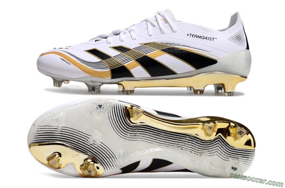 Adidas Predator Elite 25 FG Low-Tops Soccer Cleats - White/Black/Gold 1