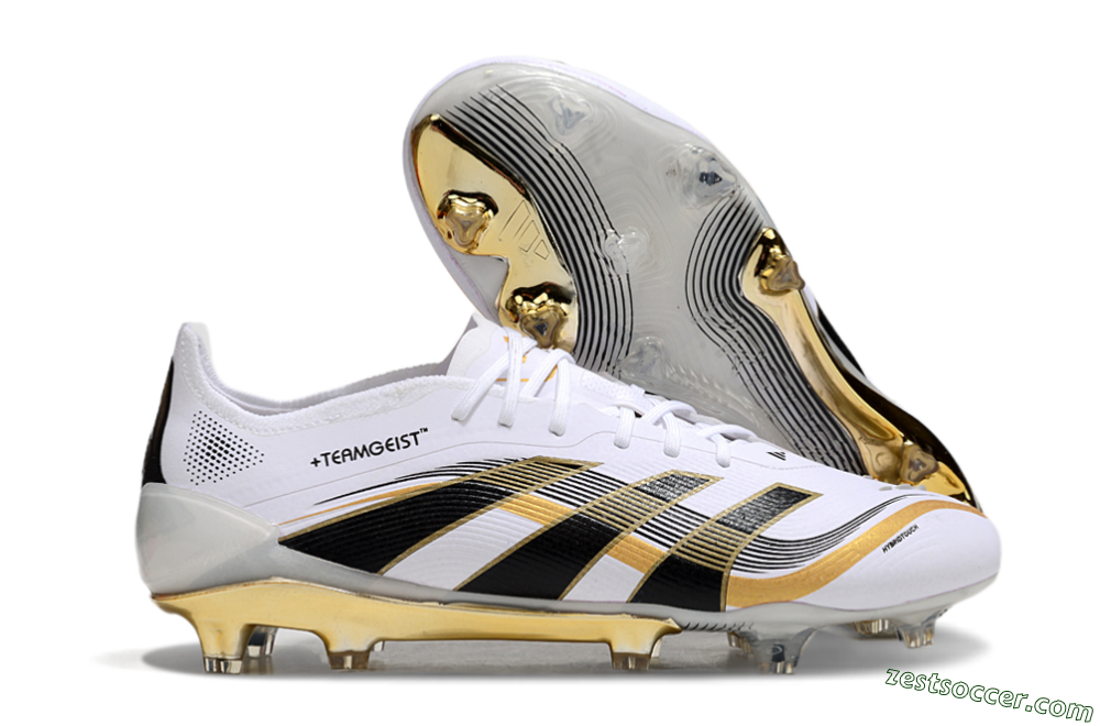 Adidas Predator Elite 25 FG Low-Tops Soccer Cleats - White/Black/Gold 0
