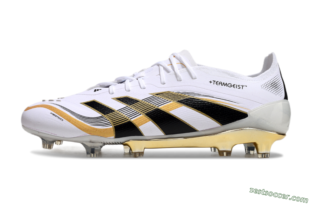 Adidas Predator Elite 25 FG Low-Tops Soccer Cleats - White/Black/Gold 2
