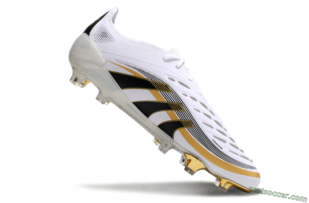 Adidas Predator Elite 25 FG Low-Tops Soccer Cleats - White/Black/Gold 4