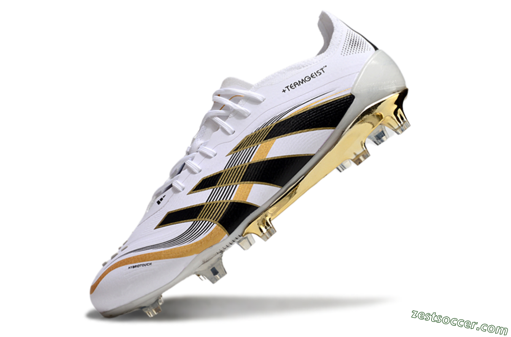 Adidas Predator Elite 25 FG Low-Tops Soccer Cleats - White/Black/Gold 5