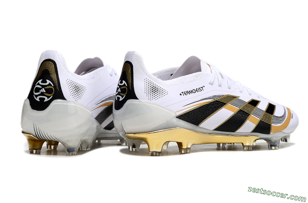 Adidas Predator Elite 25 FG Low-Tops Soccer Cleats - White/Black/Gold 6