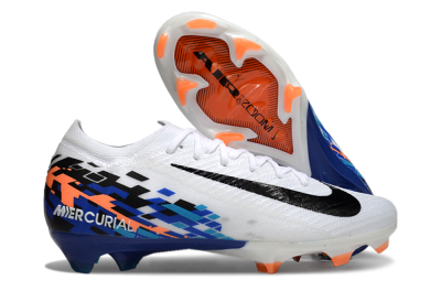 Nike Air Zoom Mercurial Vapor 16 Elite FG Low-Tops Soccer Cleats - White/Black/Blue/Orange