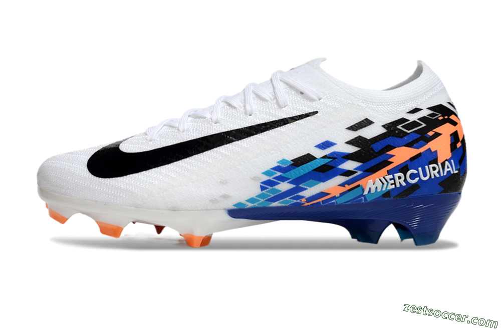 Nike Air Zoom Mercurial Vapor 16 Elite FG Low-Tops Soccer Cleats - White/Black/Blue/Orange 4