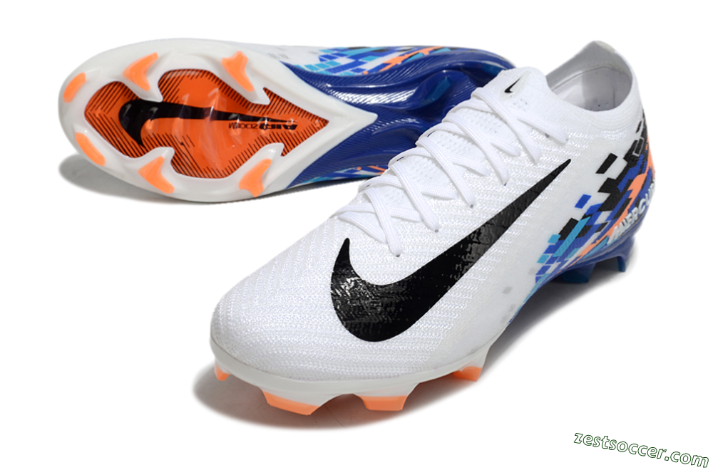 Nike Air Zoom Mercurial Vapor 16 Elite FG Low-Tops Soccer Cleats - White/Black/Blue/Orange 3