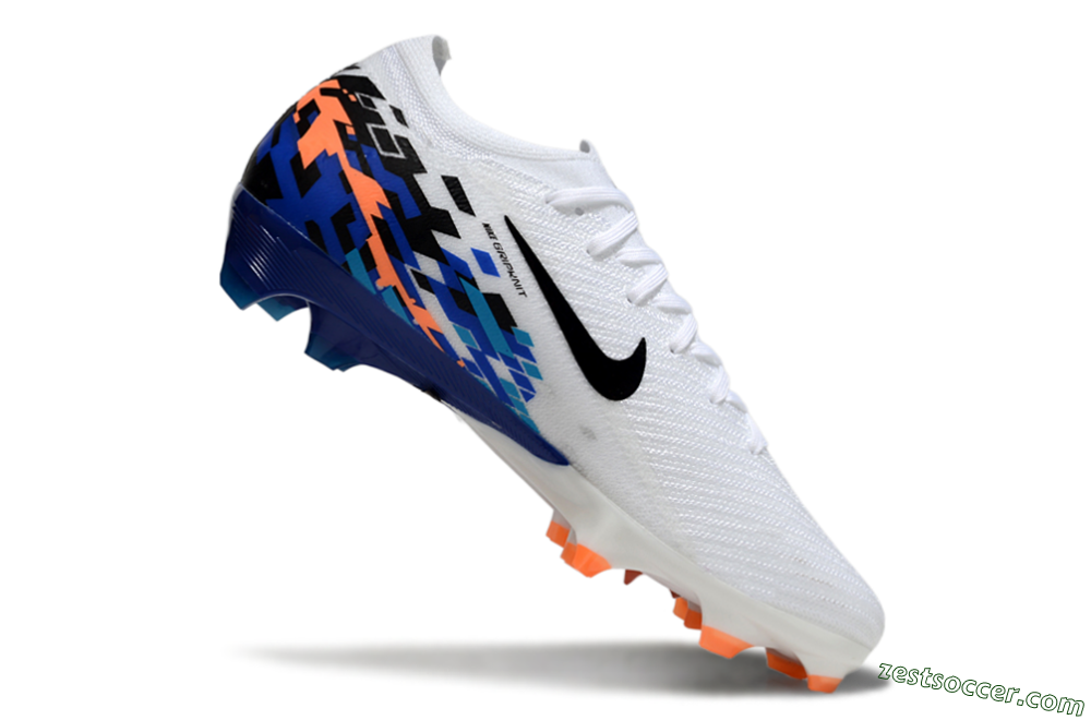 Nike Air Zoom Mercurial Vapor 16 Elite FG Low-Tops Soccer Cleats - White/Black/Blue/Orange 2