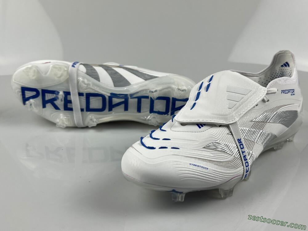 Adidas Predator Elite 25 Foldover Tongue FG Low-Tops Soccer Cleats - White/Blue/Silver