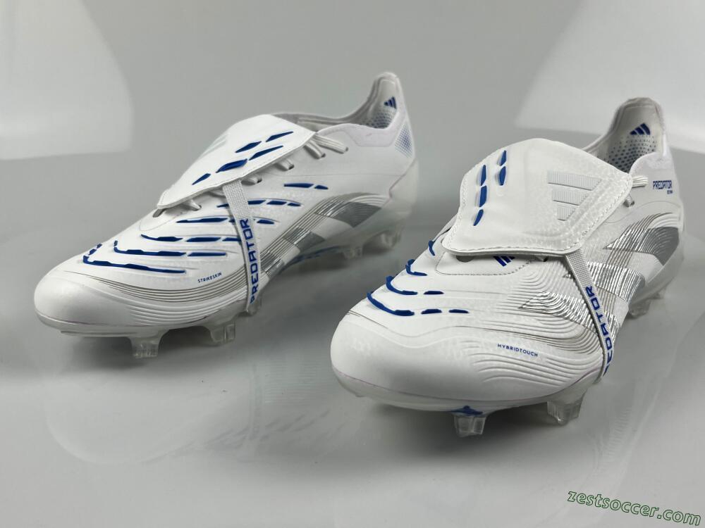 Adidas Predator Elite 25 Foldover Tongue FG Low-Tops Soccer Cleats - White/Blue/Silver