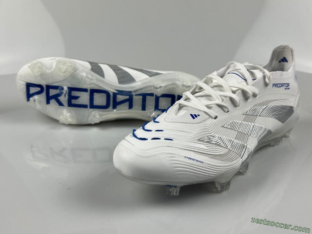 Adidas Predator Elite 25 FG Low-Tops Soccer Cleats - White/Blue/Silver
